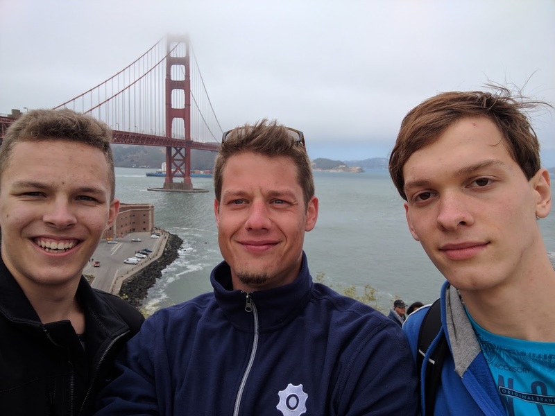 Ilya, Sergey and me at the Golden Gate bridge